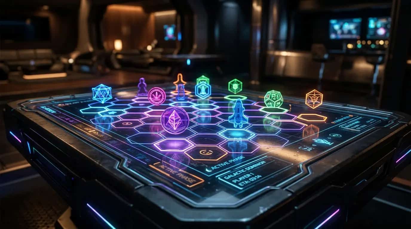 Arcadeum glowing board game table background